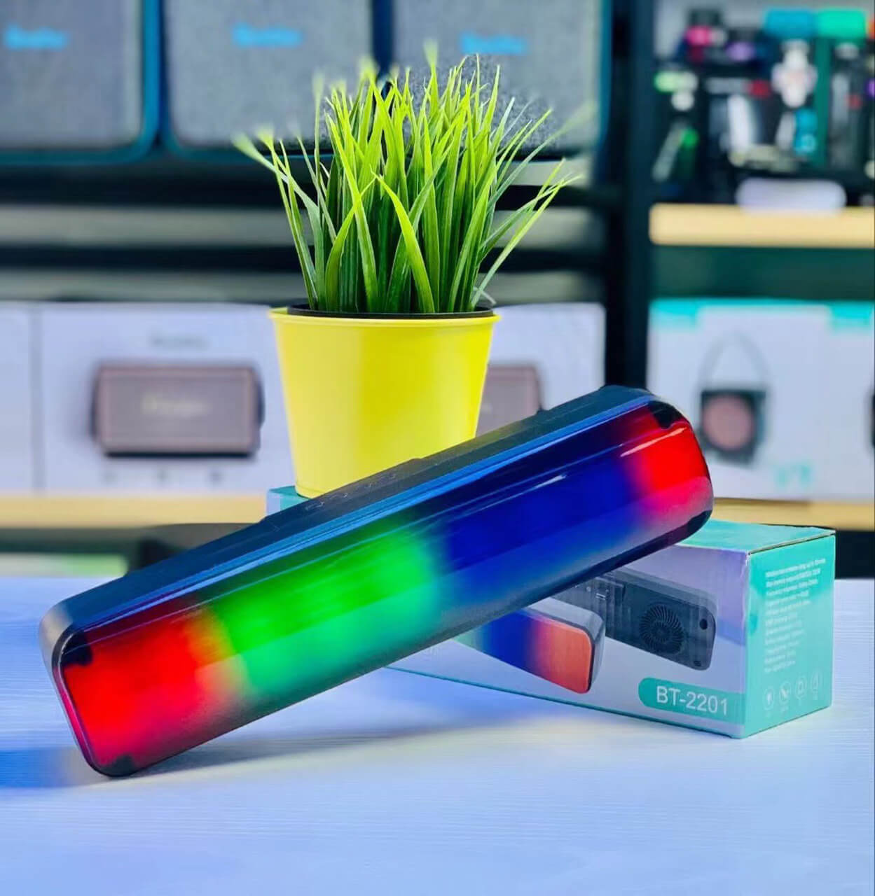 Parlante Bluetooth Luces Rectangular foto 2