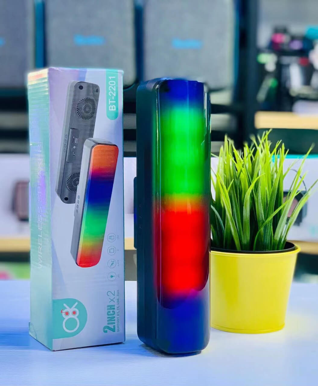Parlante Bluetooth Luces Rectangular foto 3