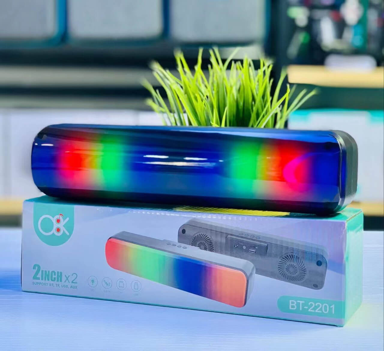 Parlante Bluetooth Luces Rectangular foto 4