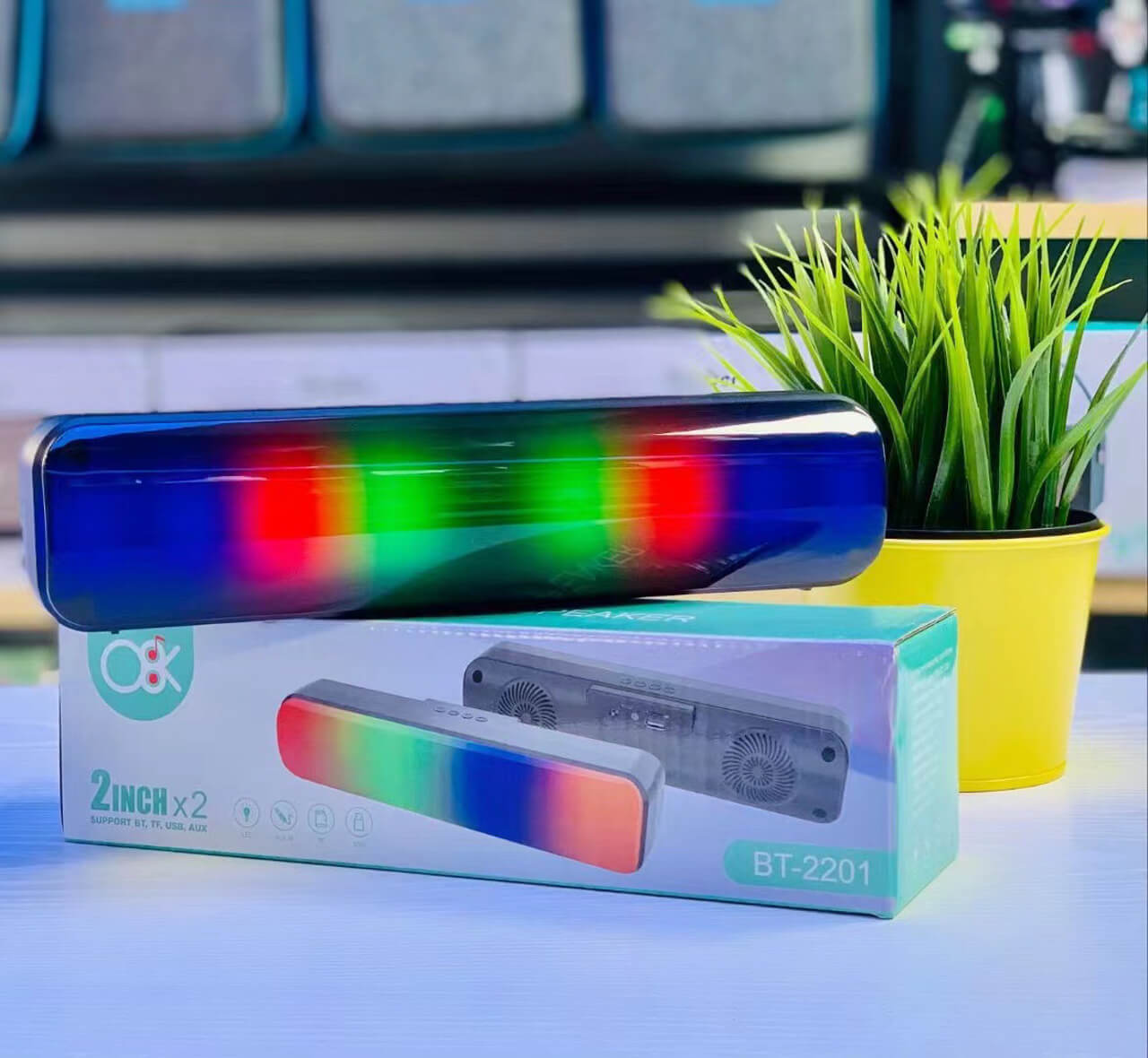Parlante Bluetooth Luces Rectangular foto 5